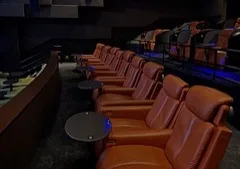 Rows of red cinema theatre seats