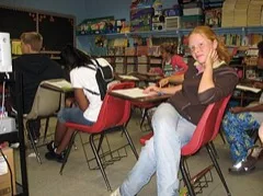 Students sitting at desks in a classroom